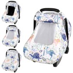 Pea Pod Car Seat Cover Baby Boy, Infant Car Seat Canopy Covers for Newborn with 2 Layers Windows of Breathable Mesh Fabric, Lightweight Polyester/Soft Minky Dot Backing