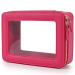 Aveniee Clear Makeup Bag Organizer,Large Travel Toiletry Bag for Women, Waterproof Cosmetic Pouch with Zippers,Car Organizers and Storage Case for Accessories,Hotpink