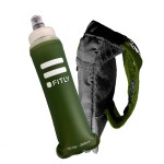 FITLY Running Handheld Water Bottle 10 oz Soft Flask - Hand Water Bottle For Runners, Hiking, Skiing & Outdoor Activity - F3LFG (300ml) Collapsible Flask - Hydration Holder with Pocket - Forest Green