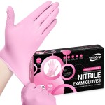 SwiftGrip Nitrile Exam Gloves, 4 Mil, Large, Cherry Blossom, Food Safe Gloves Disposable Latex Free, Powder Free for Cleaning Supplies, Esthetician, Hair Dye, Tattoo Supplies (Box of 50)