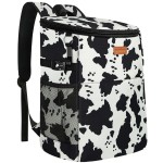 Camping Cooler Backpack 45 Cans, Soft Backpack Coolers Insulated Leak Proof Travel Cooler Bag Waterproof Lunch Picnic Beach Work Trip Thermal Bag Drink Beverage Beer Cooler Black White Spots