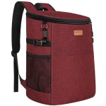 Camping Cooler Backpack 45 Cans, Soft Backpack Coolers Insulated Leak Proof Travel Cooler Bag Waterproof Lunch Picnic Beach Work Trip Thermal Bag Drink Beverage Beer Cooler Wine Red