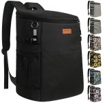Camping Cooler Backpack 45 Cans, Soft Backpack Coolers Insulated Leak Proof Travel Cooler Bag Waterproof Lunch Picnic Beach Work Trip Thermal Bag Drink Beverage Beer Cooler Black