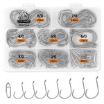 UCEC 160PCS Catfish Circle Hooks Saltwater with 30PCS Fishing Speed Clips, 2X Strong Offset Catfishing Tackle Fishing Hooks Saltwater Catfish Gear Fish Hook Set Size: 2/0 3/0 4/0 5/0 6/0 7/0 8/0