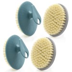 Body Scrubber 4 Pack, BEAUTAIL Gentle Exfoliating Shower Bath Brush, Soft Bristle Brushes for Sensitive Skin Women Men, Non-Slip Hand-Clip, Durable and Long Lasting (2pcs Blue+2pcs Gray)