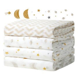 Momcozy Muslin Swaddle Blankets, Ultra Soft Neutral Baby Essentials Must Haves Registry Search, Breathable Large 47\'\' x 47\'\' Newborn Boys Girls Swaddle Receiving Blanket, Stellar Orbit
