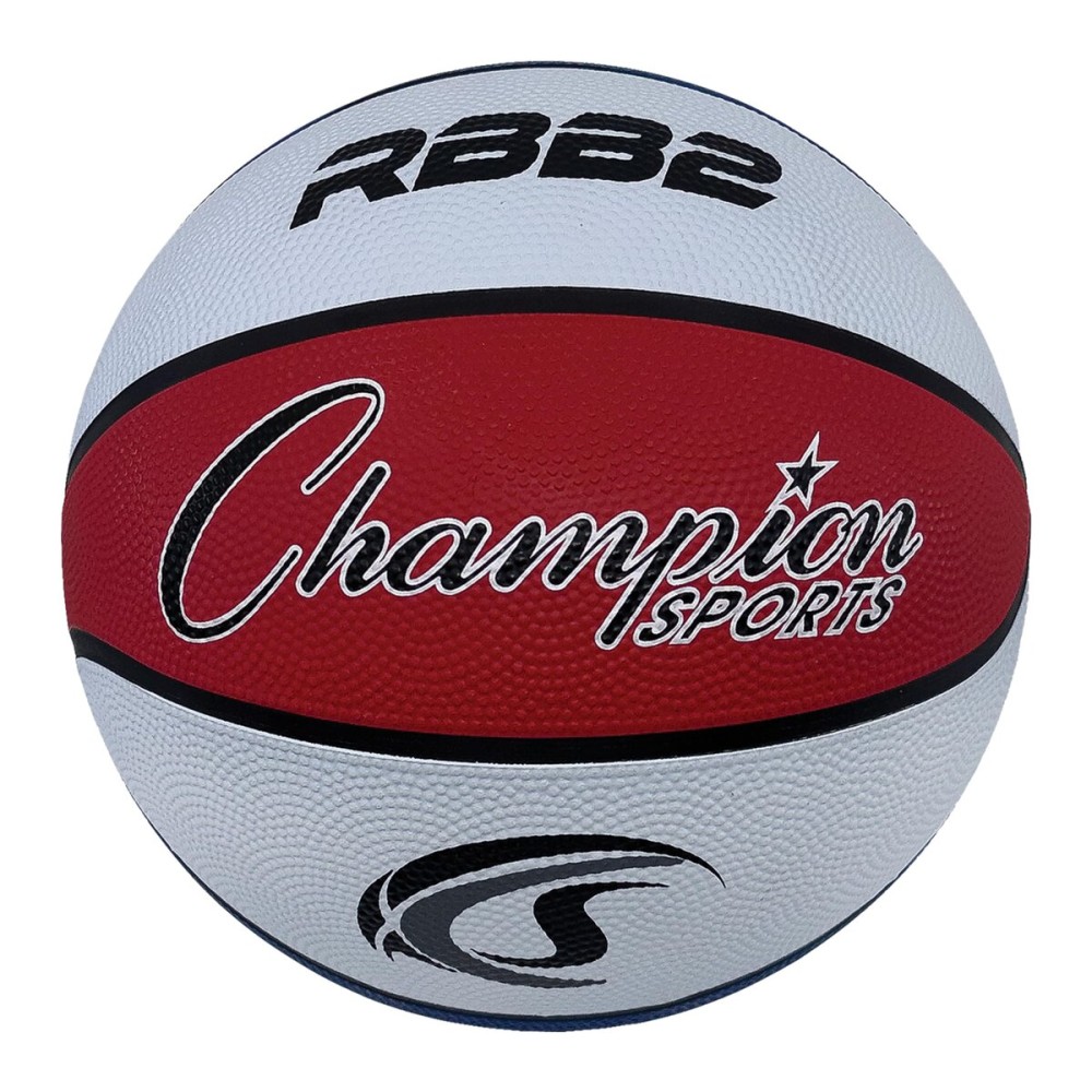 Champion Sports Rubber Junior Basketball, Heavy Duty - Pro Style Basketballs Premium Basketball Equipment, Indoor Outdoor - (Size 5 - Red, White, Blue)