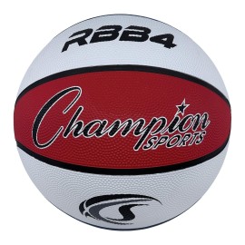 Champion Sports Rubber Intermediate Basketball, Heavy Duty - Pro-Style Basketballs, and Sizes - Premium Basketball Equipment, Indoor Outdoor - (Size 6 - Red, White, Blue)