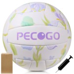 PECOGO Volleyball Size 5 PU Leather Soft Indoor Outdoor Irises Flower Volleyballs Sports Training Game Play Ball for Beginner, Teenager, Adult(Gift Box,with Pump)