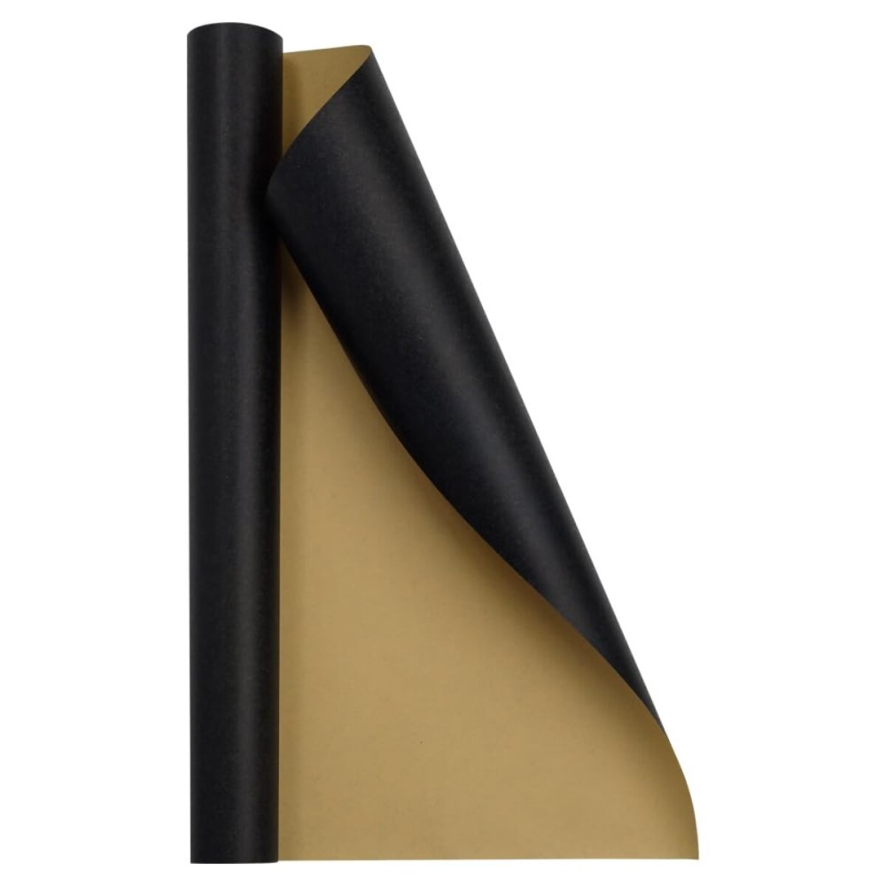 JAM Paper Gift Wrap - Kraft Wrapping Paper - 52.6 Sq Ft Total (17 in x 18 Ft Each) - Black Kraft Paper - 2 Rolls/Pack