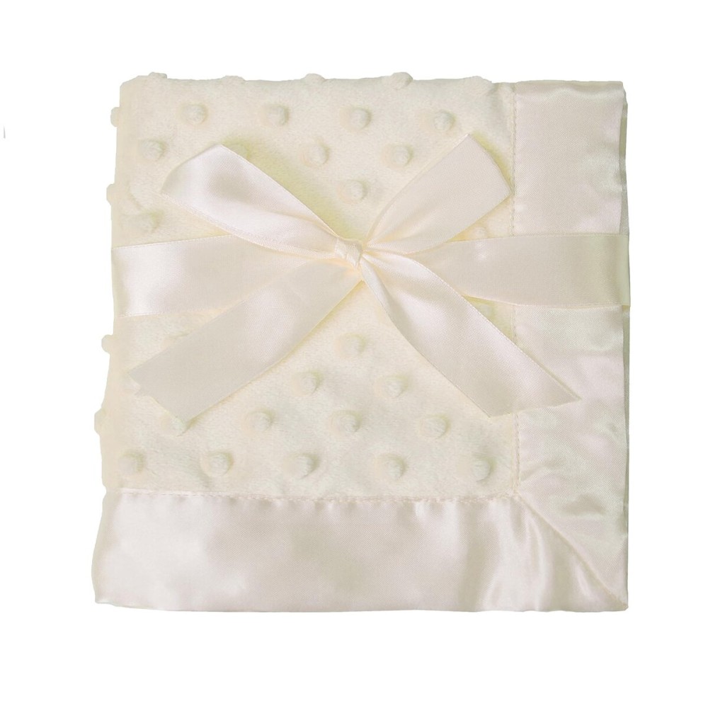American Baby Company Heavenly Soft Chenille Security Blanket, 2-Layer Design with Minky Dot & Silky Satin, Cream, 14 x 14 for Boys and Girls