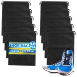 10 Pack Travel Shoe Backpack Set - Non-Mesh Solid 11.8x15.75 Waterproof Drawstring Shoe Bags for Travel, Clothes, or Wet Gear - Lightweight Storage Organizer and Packing Essential for Women & Men