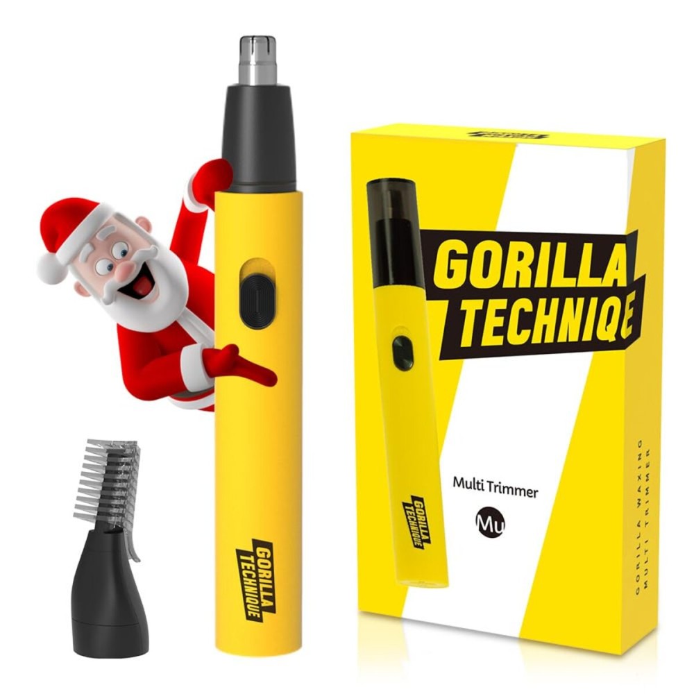 Gorilla Technique Nose Ear Hair Trimmer for Men, Rechargeable 2-in-1 Trimmer for Nose Ear Eyebrow Hair Removal, No Pull No Snag Grooming with High-Speed 10,000rpm Motor, 2 Heads