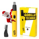 Gorilla Technique Nose Ear Hair Trimmer for Men, Rechargeable 2-in-1 Trimmer for Nose Ear Eyebrow Hair Removal, No Pull No Snag Grooming with High-Speed 10,000rpm Motor, 2 Heads