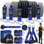WALITO Resistance Bands Set - Exercise Bands with Handles, Door Anchor, Legs Ankle Straps, for Heavy Resistance Training, Physical Therapy, Muscle Training, Yoga, Home Workouts, Gym (Blue 250Lbs)