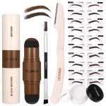 UCANBE 25PCS Eyebrow Stamp Stencil Kit With Dual-Color Eyebrow Stamp Pomade,20 Reusable Eyebrow Stencils,Finising Powder,Brush,Eyebrow Razor,Zipper Pouch,Waterproof Eye Brow Stamping and Shaping Kit05