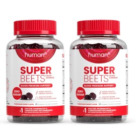humanN SuperBeets Heart Gummies - Beet Gummy with Heart-Healthy Energy Support, Grape Seed Extract & Beetroot Powder, Sugar Free - Pomegranate Berry Flavor, 120 Count