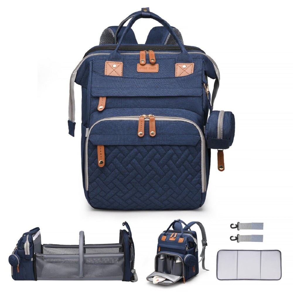 ANWTOTU Diaper Bag Backpack Diaper Bag Multifunctional Waterproof Diaper Bag with Changing Station Travel Backpack with Changing Pad, Pacifier Case & Stroller Straps(Blue)