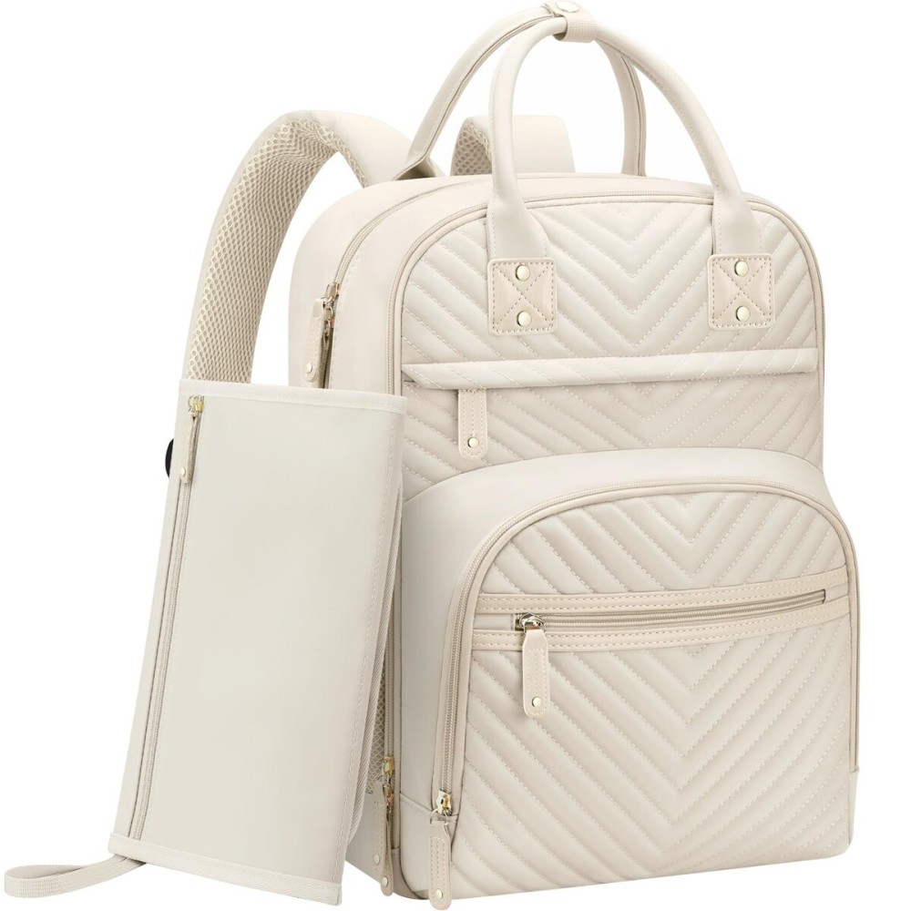 Tenot Diaper Bag Backpack for Women with Changing Pad, Baby Bag with Insulated Pockets Multifunctional Diaper Bags For Baby Girl Boy Waterproof Baby Bags For Boys Girls Maternity Bag Beige