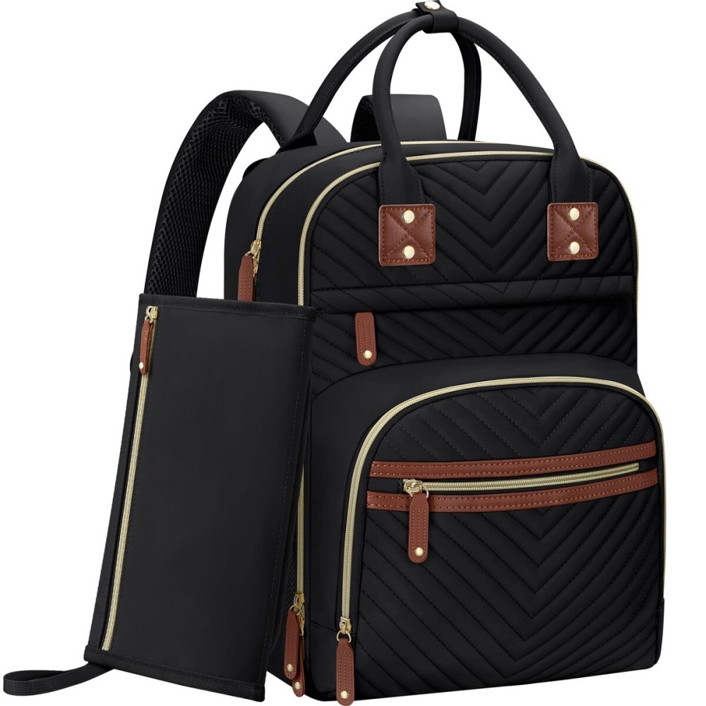 Tenot Diaper Bag Backpack for Women with Changing Pad, Baby Bag with Insulated Pockets Multifunctional Diaper Bags For Baby Girl Boy Waterproof Baby Bags For Boys Girls Maternity Bag Black