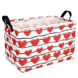 ASKETAM Valentine\'s Day Basket Gift for Empty Cute Heart Large Storage Bin for Kid and Baby Room Dcor (Red Love)