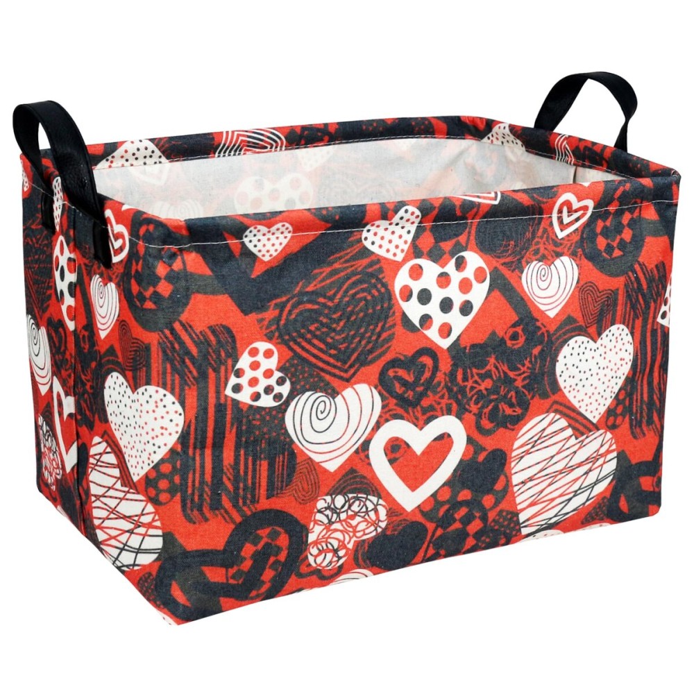 ASKETAM Valentine\'s Day Basket Gift for Empty Cute Heart Large Storage Bin for Kid and Baby Room Dcor (Black and White Creative Love)
