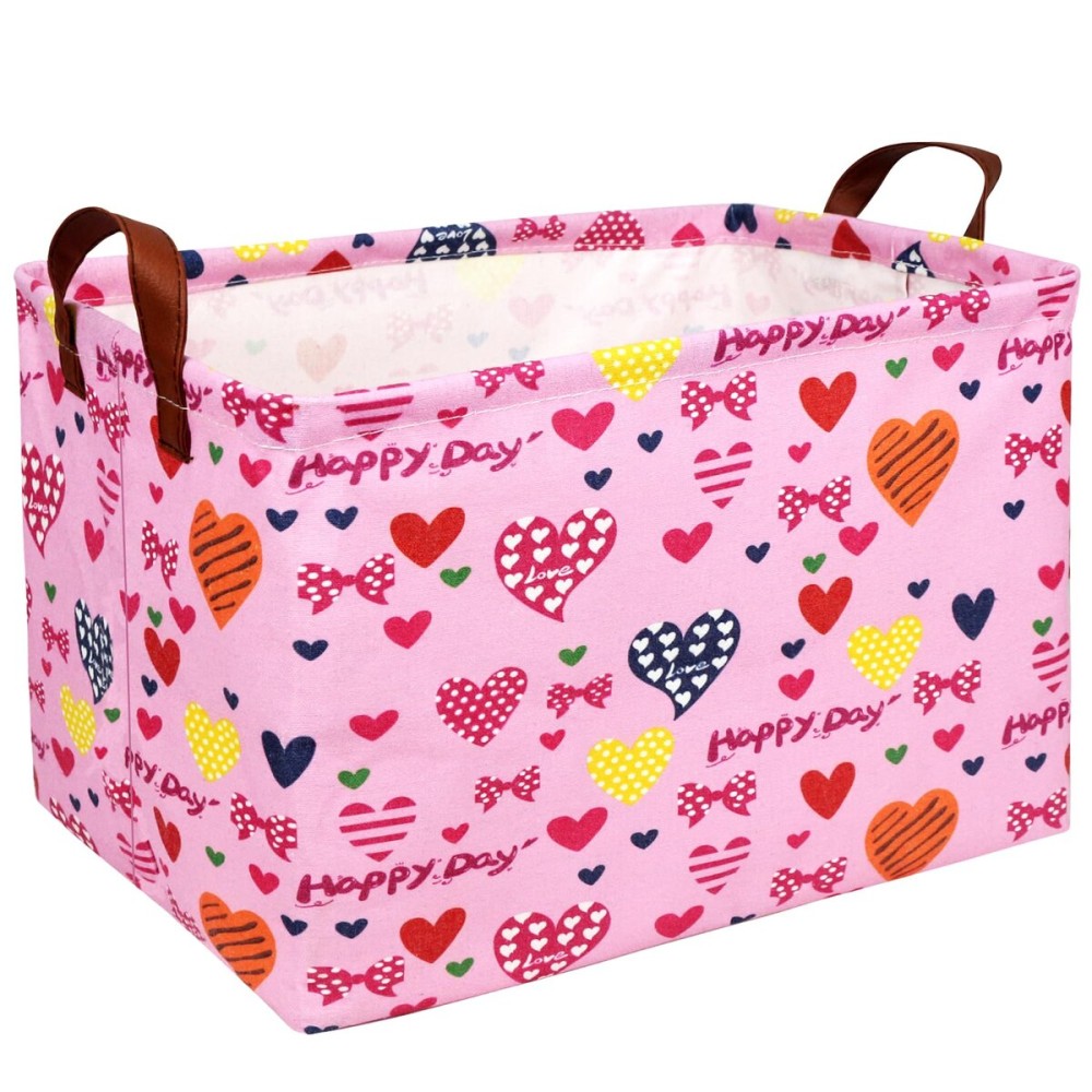 ASKETAM Valentine\'s Day Basket Gift for Empty Cute Heart Large Storage Bin for Kid and Baby Room Dcor (Happy Day Love)