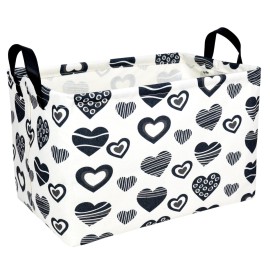 ASKETAM Valentine\'s Day Basket Gift for Empty Cute Heart Large Storage Bin for Kid and Baby Room Dcor (Black Creative Love)