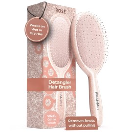 FRAMAR Glitter Hair Brush Detangler, Detangling Hairbrush For Women, Wet Hair Brush For Girls, Hair Detangler Brush, Wet Hairbrush, Hairbrushes, Girls Hairbrush Detangler, Reduces Frizz - Ros