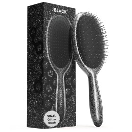 FRAMAR Glitter Hair Brush Detangler, Detangling Hairbrush For Women, Wet Hair Brush For Girls, Hair Detangler Brush, Wet Hairbrush, Hairbrushes, Girls Hairbrush Detangler, Reduces Frizz - Black