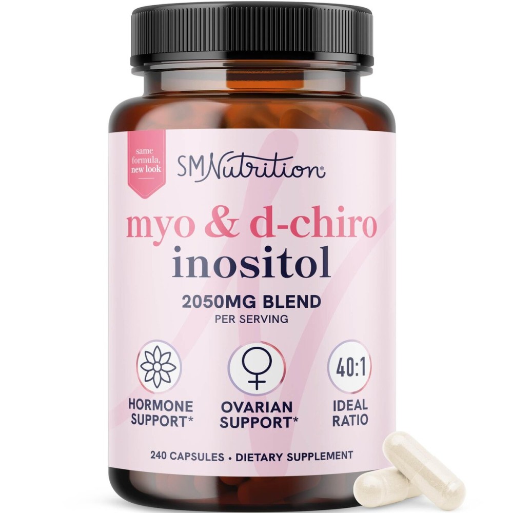 Myo-Inositol & D-Chiro Inositol for Hormone Balance for Women | Ideal 40:1 Ratio | Menstrual Cycle and Ovarian Health Support Supplement | Myo 2000mg & D Chiro 50mg with Vitamin B8 | 240 Count