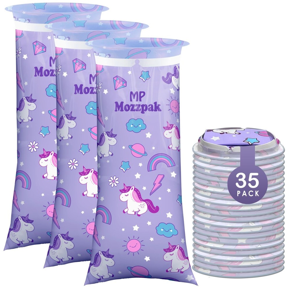 MP MOZZPAK Unicorn Kids Vomit Bags Disposable 35 Pack - Emesis Bags, Leak-Proof Barf Bag, Motion Sickness Relief for Children, Travel Friendly Puke & Throw up Bag for Car, Plane, & Road Trips