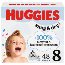 Huggies Size 8 Diapers, Snug & Dry Baby Diapers, Size 8 (46+ lbs), 48 Count, Packaging May Vary