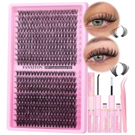 Natural Lash Cluster Kit Thick Eye Lash Clusters Natural Look 30D+40D D 8-16mm Lash Extension Kit Wispy Eyelash Clusters Volume Individual Lashes with Lash Bond and Seal and Tweezers