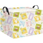 HIYAGON Rectangular Easter Basket for Kids Baby Easter Basket for Boys and Girls Cute Toy Storage Organizer Bin Box Room Decor(Cute Easter Basket)