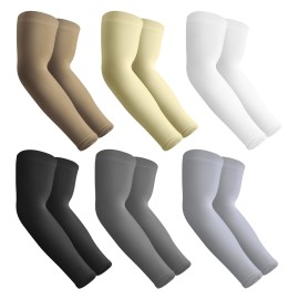 Aegend 6 Pair Sun Protection Cooling Arm Sleeves Compression - Tattoo Cover up - Sun Sleeves for Men Women Youth