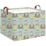 HKEC Rectangle Green Easter Basket Empty,Easter Gift Bakset for Egg Hunting,Books Bin with Handles,Room Decor(Pale Green Easter Basket)