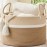 KAKAMAY Large Blanket Basket (20x13),Woven Baskets for storage Baby Laundry Hamper, Cotton Rope Blanket Basket for Living Room, Laundry, Nursery, Pillows, Baby Toy chest (White and Brown)