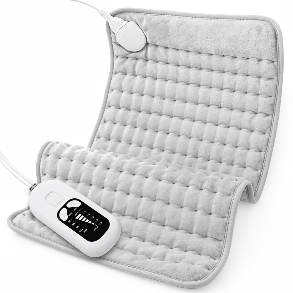 Deepsoon Heating Pad,Electric Heating Pads for Back,Neck,Abdomen,Moist Heating Pad for Shoulder,Knee,Arms,Legs,Dry/Moist Heat & Auto Shut Off,Christmas Gifts for Men and Women,White Gray,24x12 Inch