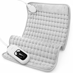 Deepsoon Heating Pad,Electric Heating Pads for Back,Neck,Abdomen,Moist Heating Pad for Shoulder,Knee,Arms,Legs,Dry/Moist Heat & Auto Shut Off,Christmas Gifts for Men and Women,White Gray,24x12 Inch