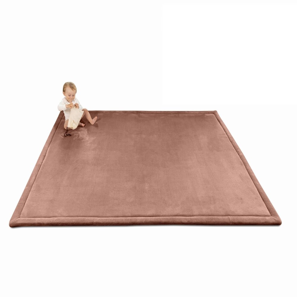 Hakuna Matte CloudSoft Baby Play Mat for Floor 60 x 80 Brown - Coral Velvet Memory Foam Rug for Crawling & Cozy Play - Non-Slip, Water-Resistant, Easy-CareTummy Time Mat, Playmat for Playpen