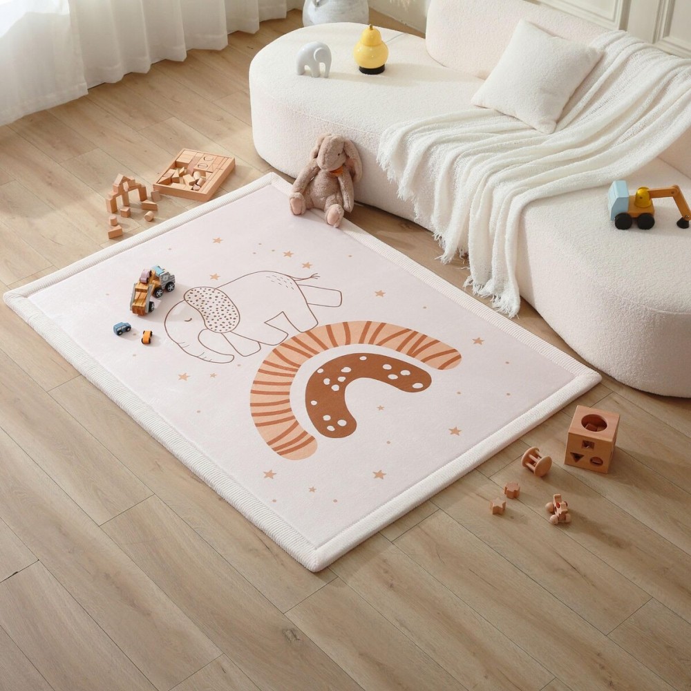 Hakuna Matte CloudSoft Baby Play Mat for Floor 47 x 67 Rainbow Elephant - Coral Velvet Memory Foam Rug for Crawling Cozy Play - Non-Slip, Water-Resistant, Easy-Care Tummy Time Mat, Playmat for Playpen