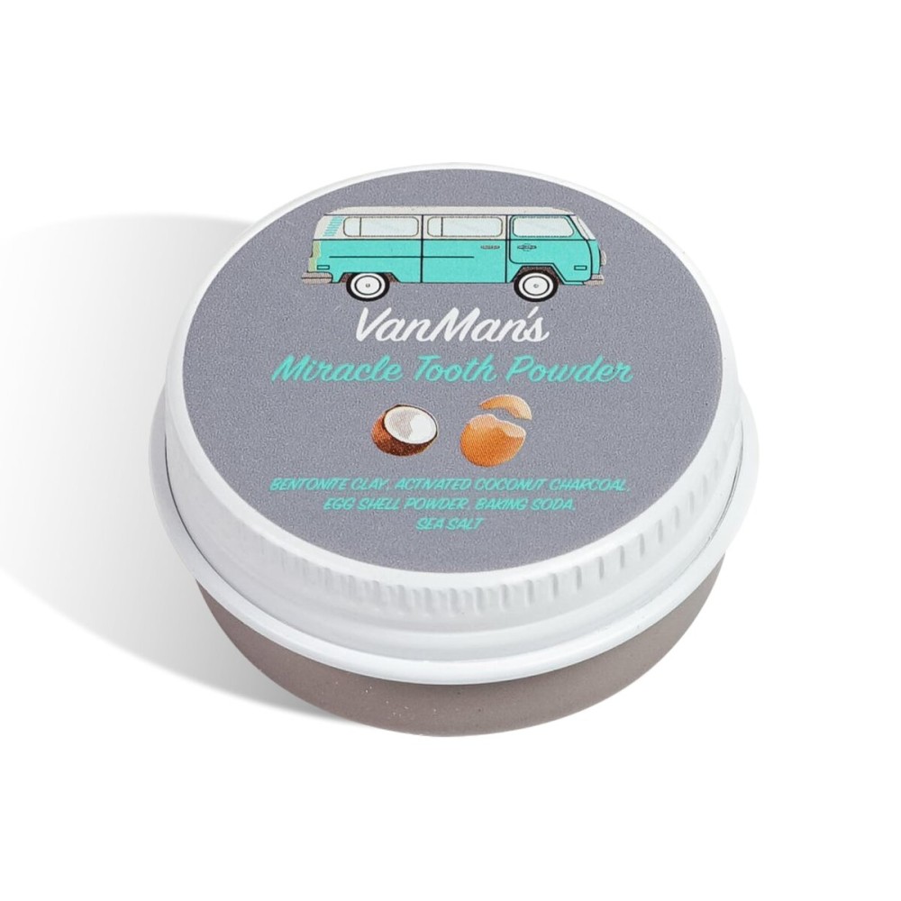 Vanman\'s - Tiny Miracle Eggshell Tooth Powder - Fluoride-Free Whitening with Coconut Charcoal & Eggshell Powder - Remineralizing - 0.25 oz