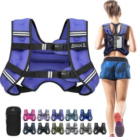 BAGAIL Weighted Vest, 5lb/8lb/10lb/12lb/15lb/20lb/25lb/30lb Weight Vest for Walking & Weight Loss, Reflective Rucking Vest with Phone Pouch for Women & Men, Home Gym & Outdoor Training