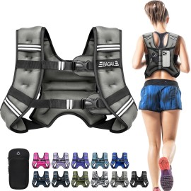 BAGAIL Weighted Vest, 5lb/8lb/10lb/12lb/15lb/20lb/25lb/30lb Weight Vest for Walking & Weight Loss, Reflective Rucking Vest with Phone Pouch for Women & Men, Home Gym & Outdoor Training