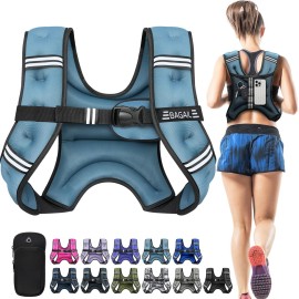 BAGAIL Weighted Vest, 5lb/8lb/10lb/12lb/15lb/20lb/25lb/30lb Weight Vest for Walking & Weight Loss, Reflective Rucking Vest with Phone Pouch for Women & Men, Home Gym & Outdoor Training