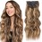 ALXNAN Clip in Long Wavy Hair Extension 20 Inch Chocolate Brown to Honey Blonde Hair Extensions 4PCS Thick Hairpieces Fiber Double Weft Hair for Women