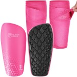 Soccer Shin Guards for Boys incl. Sleeves with Optimized Insert Pocket - Protective Soccer Equipment for Kids Girls (Pink M)