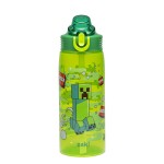 Zak Designs Minecraft Sage Water Bottle For School or Travel, 25oz Durable Plastic Water Bottle With Straw, Handle, and Leak-Proof, Pop-Up Spout Cover (Creeper)