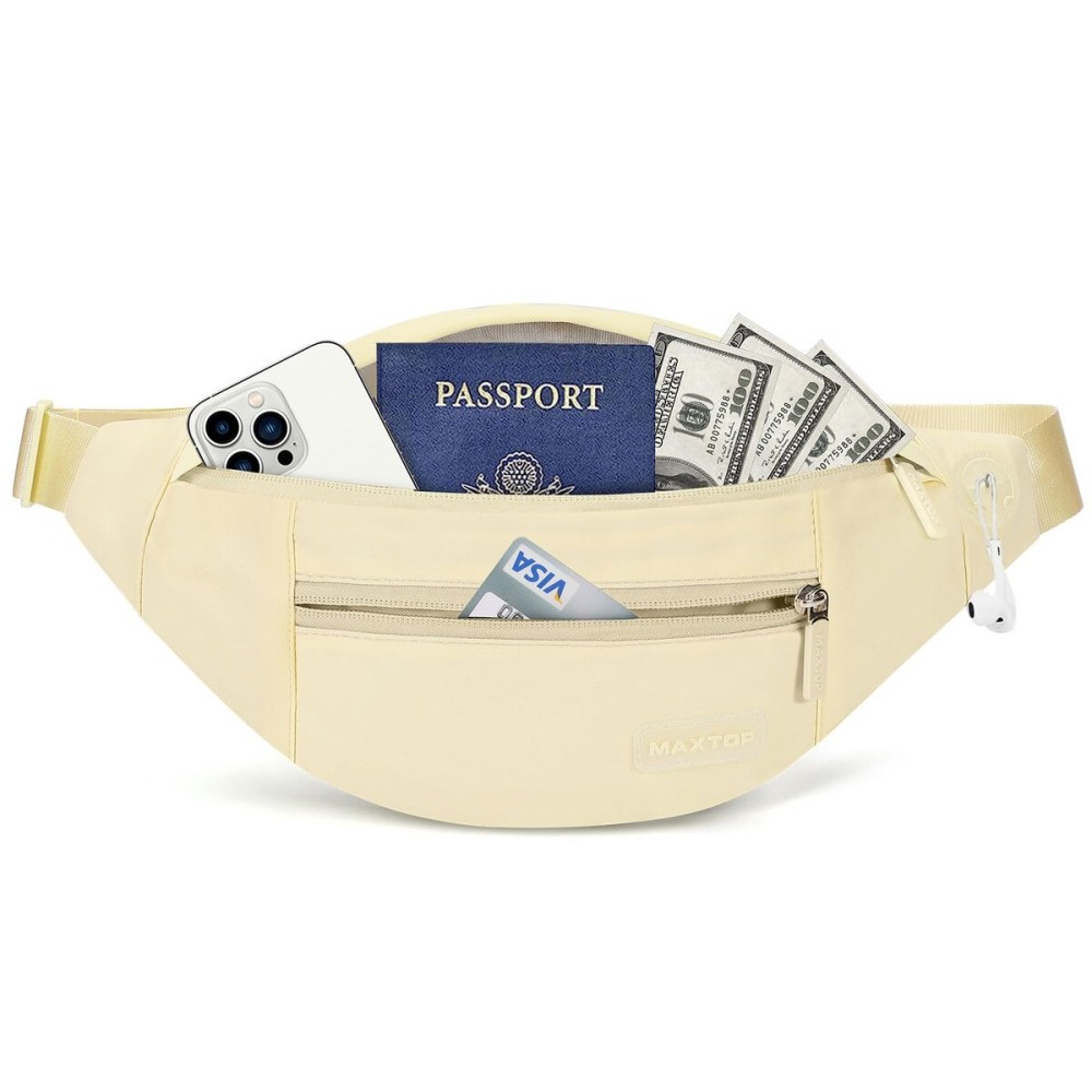 Large Crossbody Bag Waist Pack Sling Fanny Pack for Women Trendy Travel Essential Belt Bags with Adjustable Strap,Pale Yellow